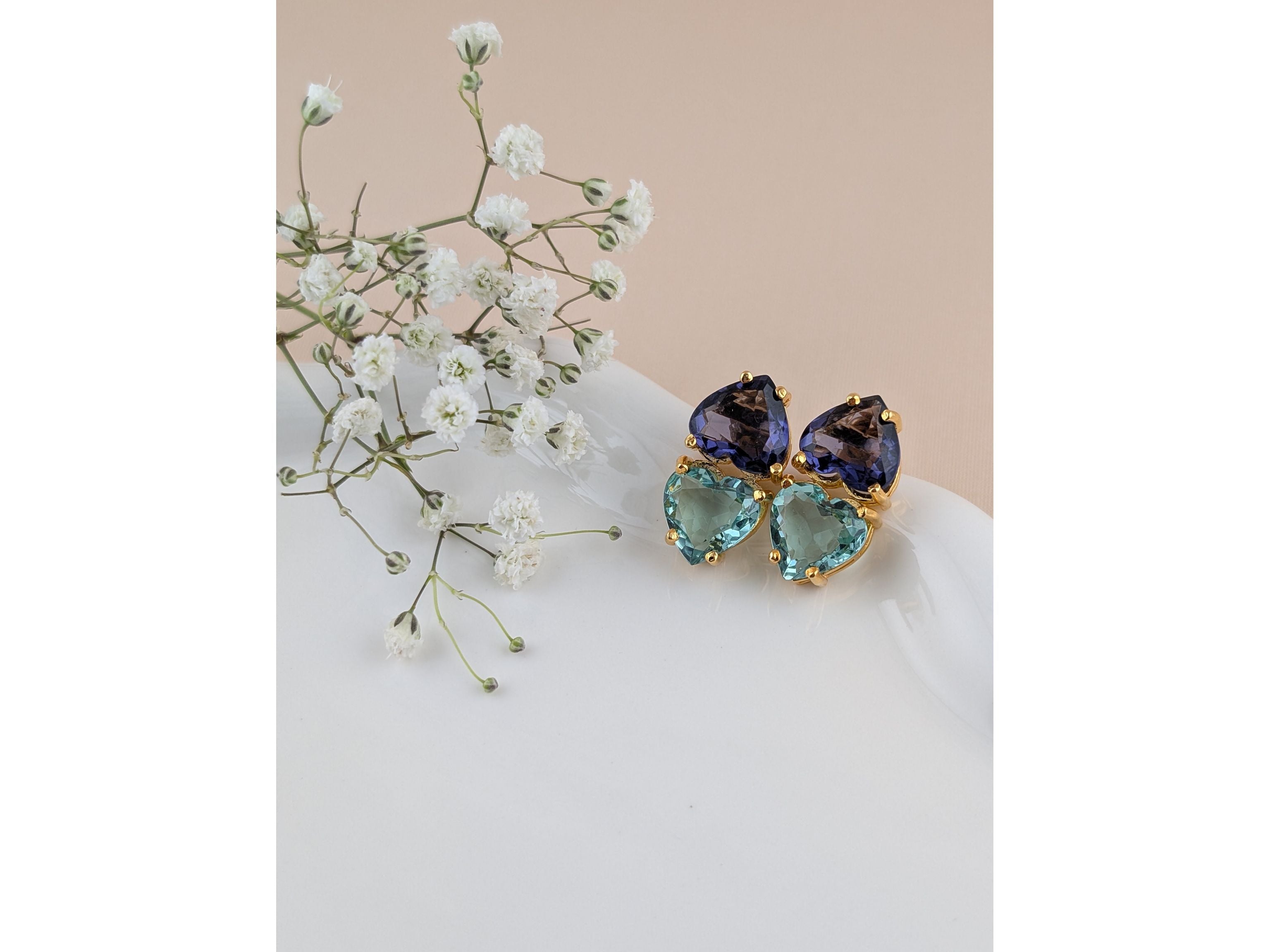 Seafoam Heart Studs