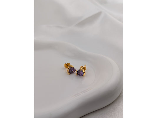 Amethyst Heart Studs