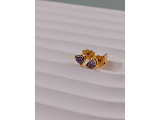 Amethyst Mini Heart Studs