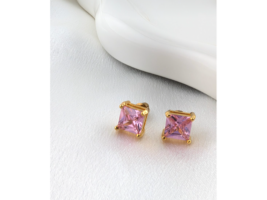 Blush Square Studs