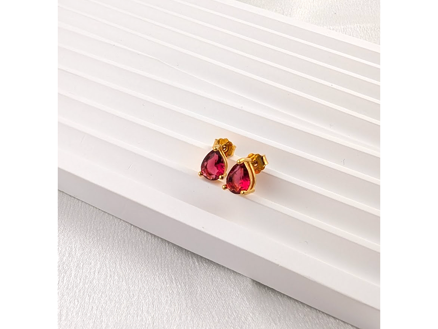 Red Raindrop Studs