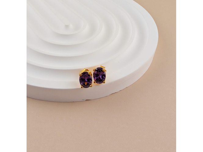 Amethyst Oval Studs